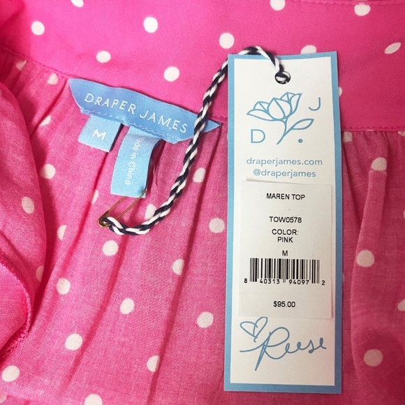 Draper James Maren Top Blouse Bubblegum Pink Polka Dot 100% Rayon Breezy Flowy - Picture 13 of 15